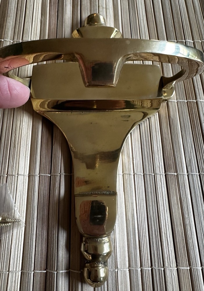 Vintage Solid Brass Entry Door Knocker Engravable ? 8.5” x 5” Classic Shield