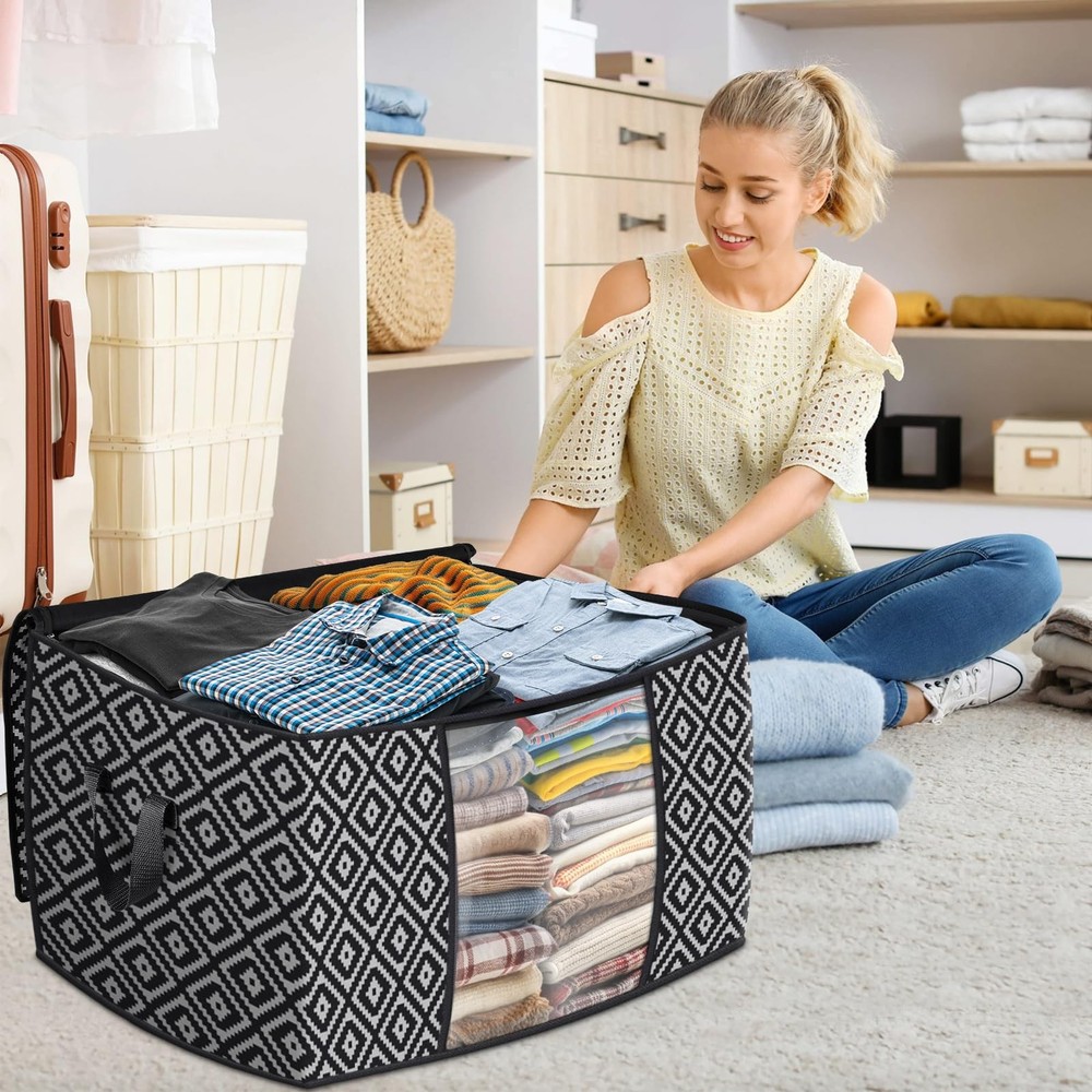 Direct 100L, 3 Pack, Storage Containers, Large Clothes Storage Bins Foldable ...