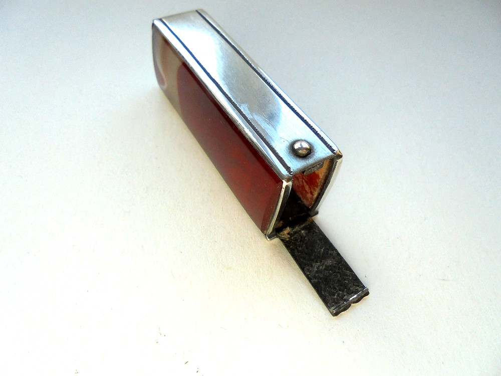 Antique Silver Agate Vesta Case