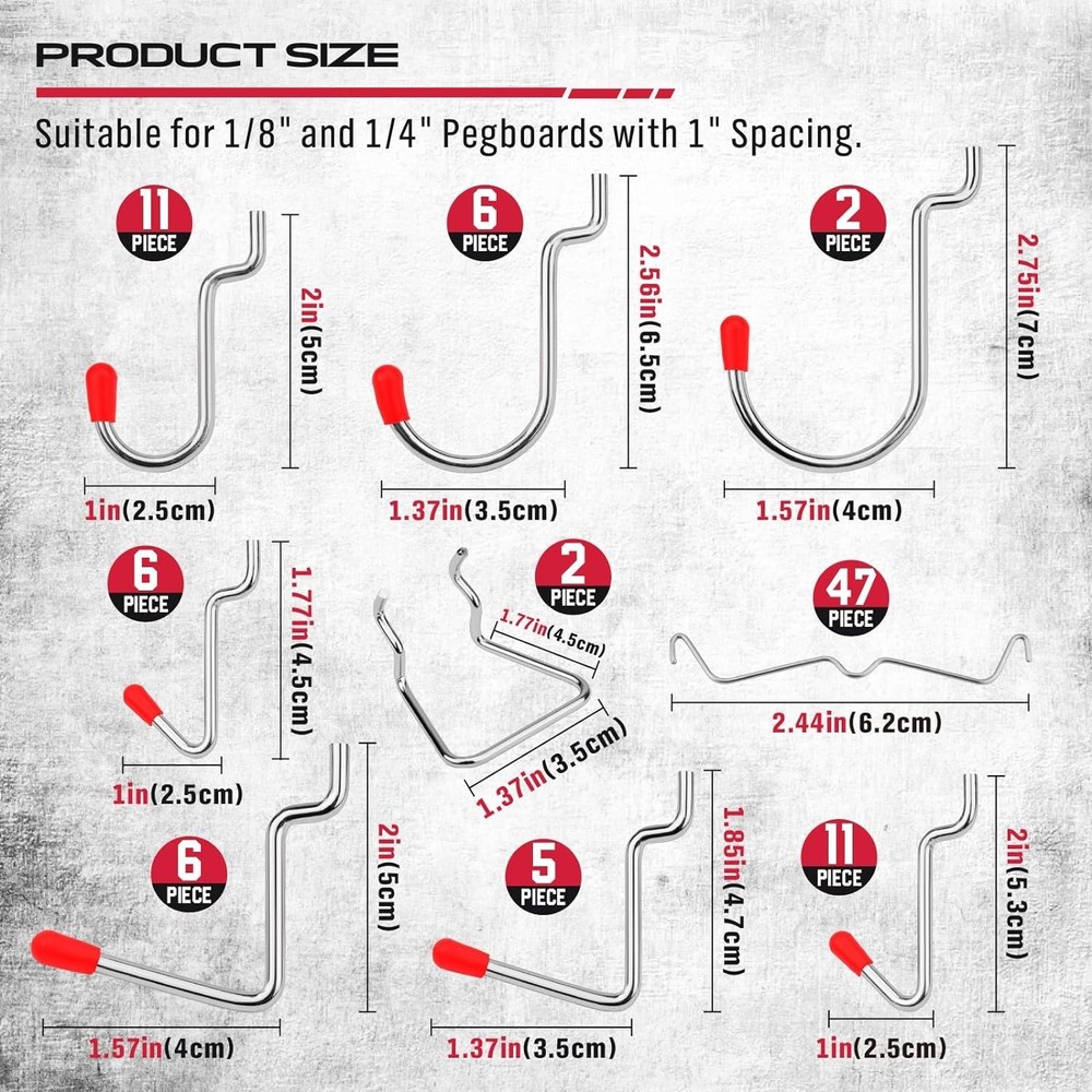 121-Piece Rust Resistant Pegboard Hook Set with 13 Types for Organizing Tools