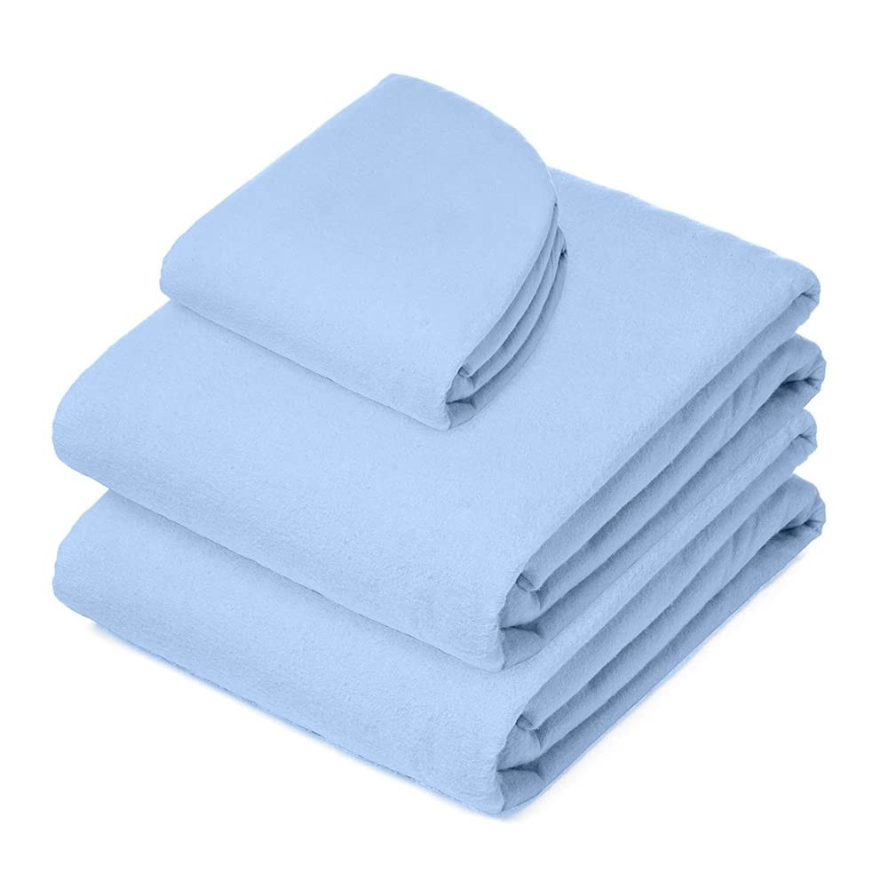 Massage Table Sheets Set - 3 Pcs 100% Cotton Flannel - Fitted Sheets, Flat Sh...