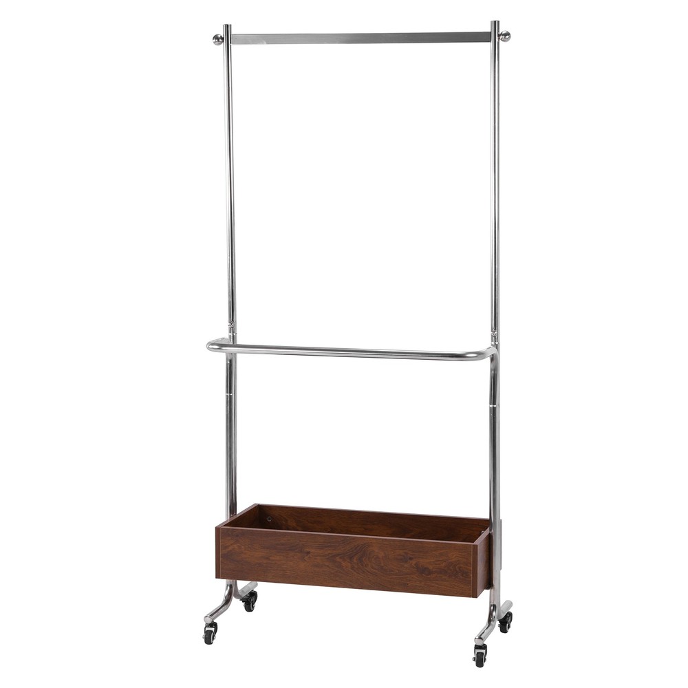 Small Clothes Rack with Wheels Removable Drying Rack Double-pole for Small Space