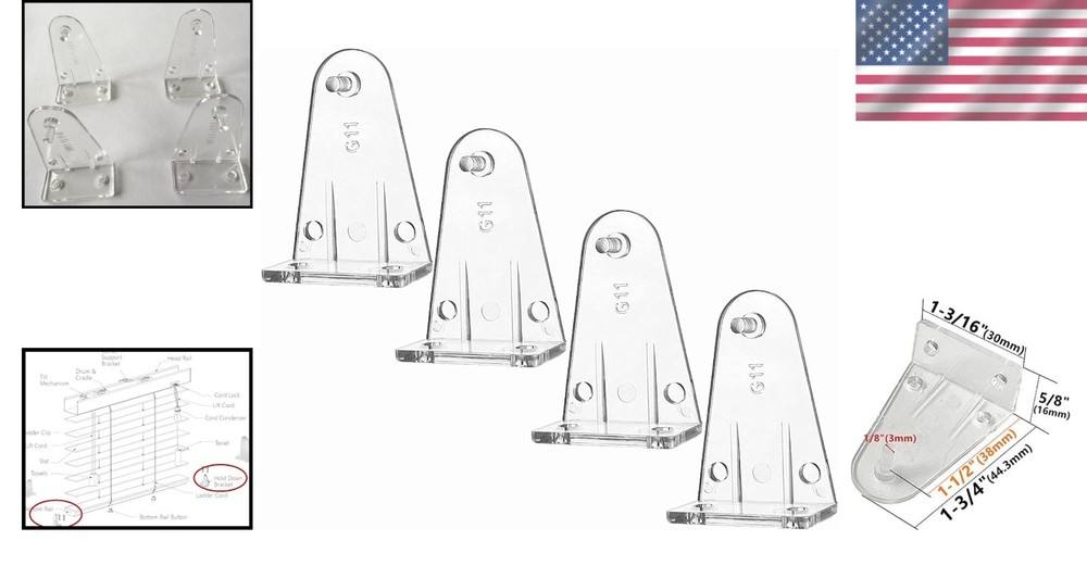 4 Clear Plastic Hold Down Clips for High Profile Window Blinds Easy Install