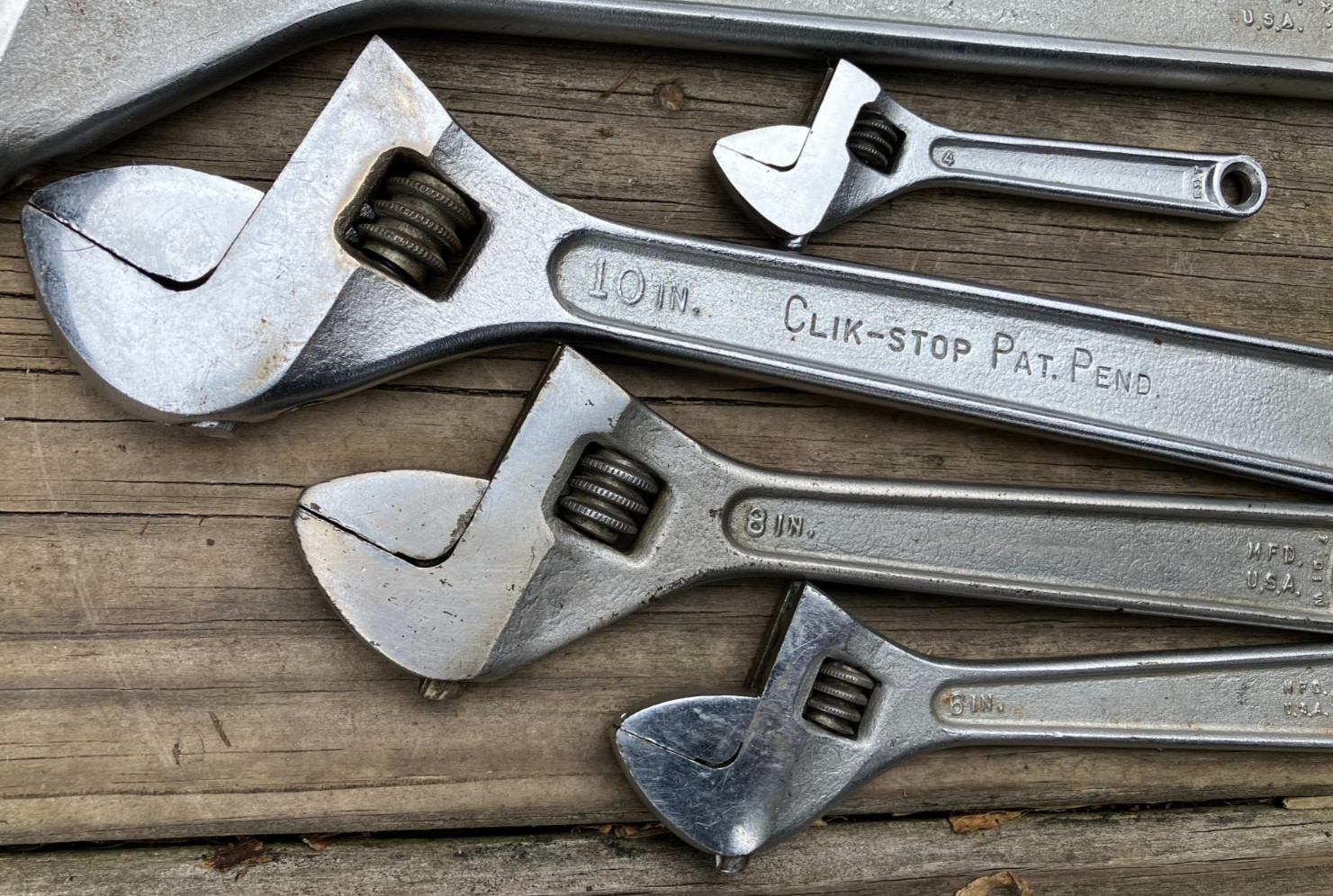 5 Clean Proto Adjustable Wrenches 12-10-8-6 & 4"