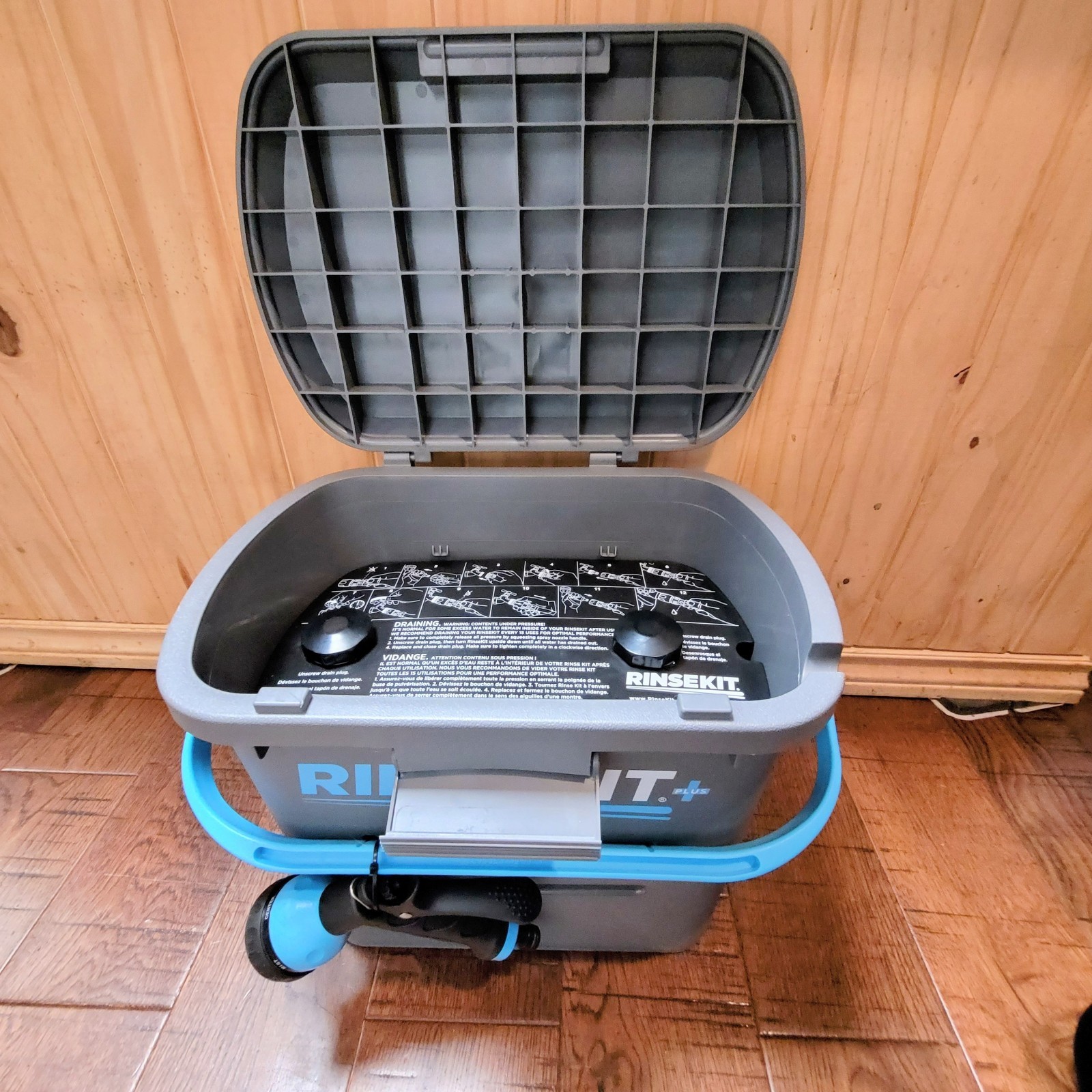 Rinsekit Plus Pressurized 2 Gallon Outdoor Portable Shower Beach RV Camping