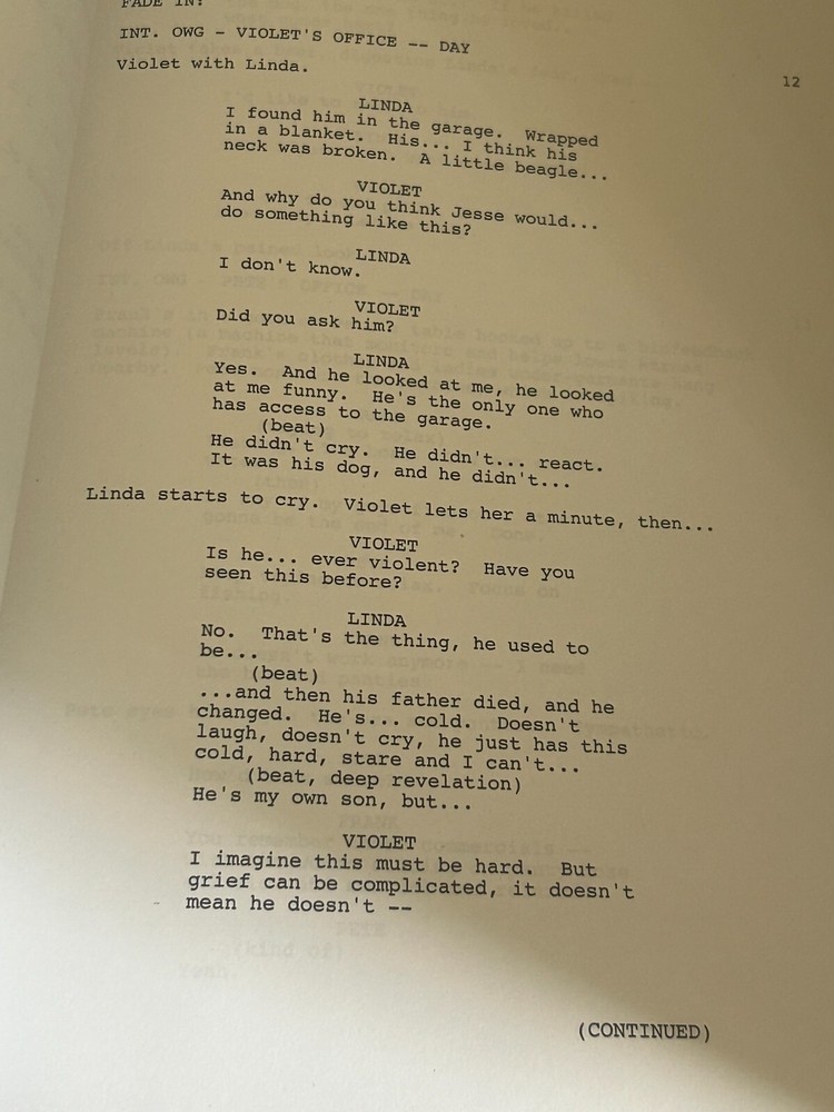 ORIGINAL SCRIPT PRIVATE PRACTICE NOTHING TO TALK ABOUT KATE WALSH TIM DALY