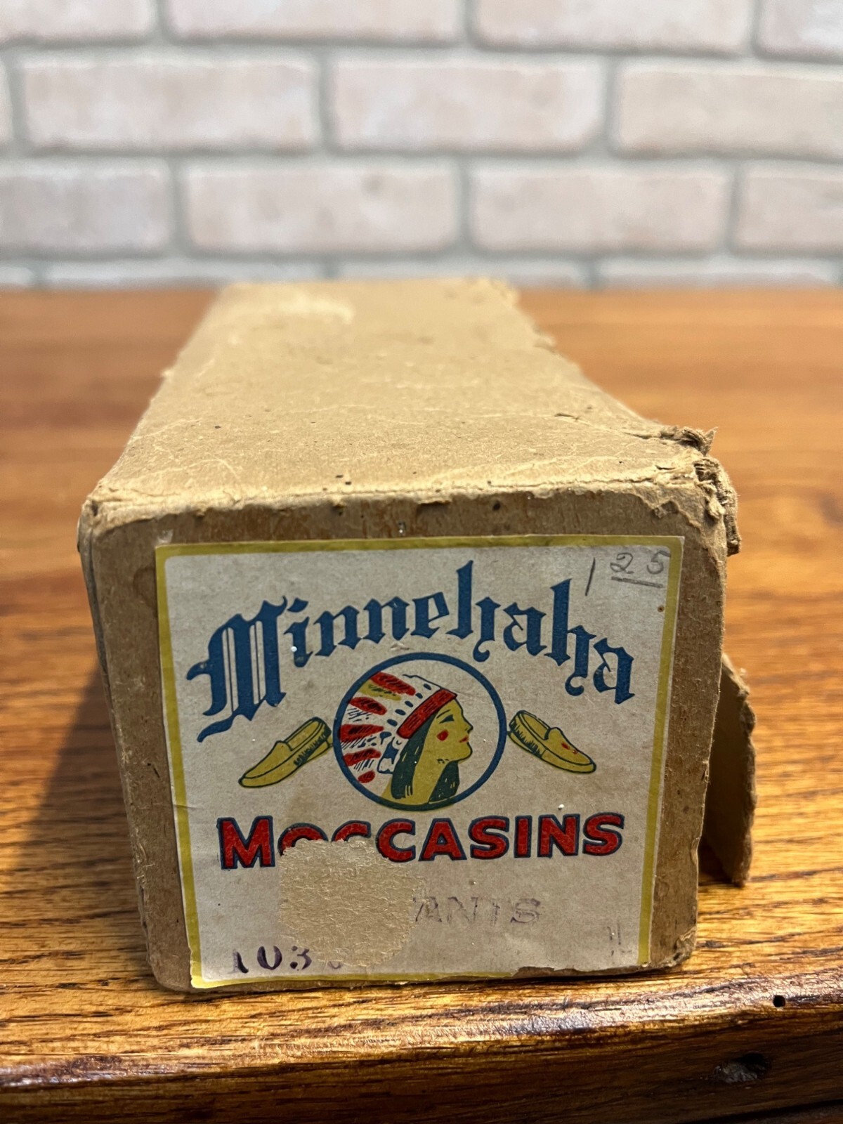 Vintage 1930s Minnehaha Moccasins Child's Empty Shoe Box Indian Native American