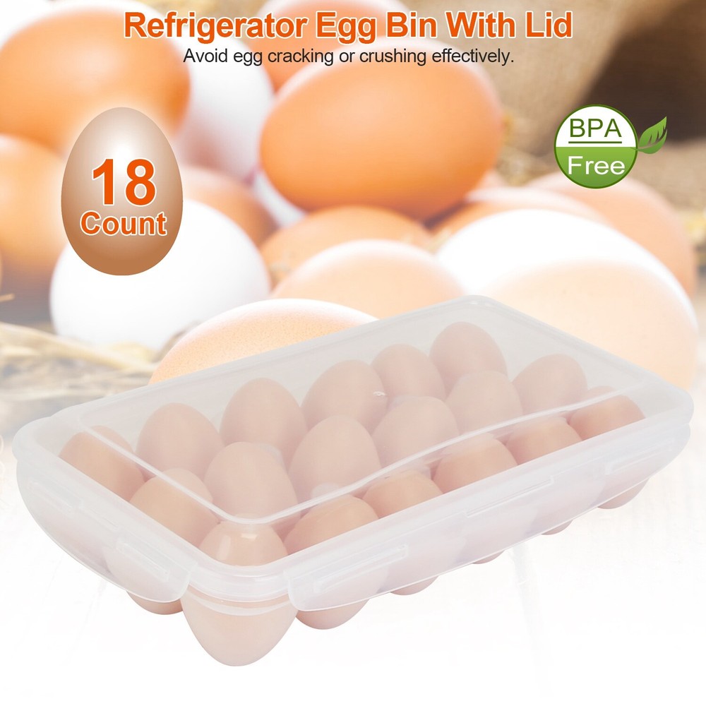 2PCs Egg Cartons Reusable, Plastic Egg Holder Camping Covered Egg Holders