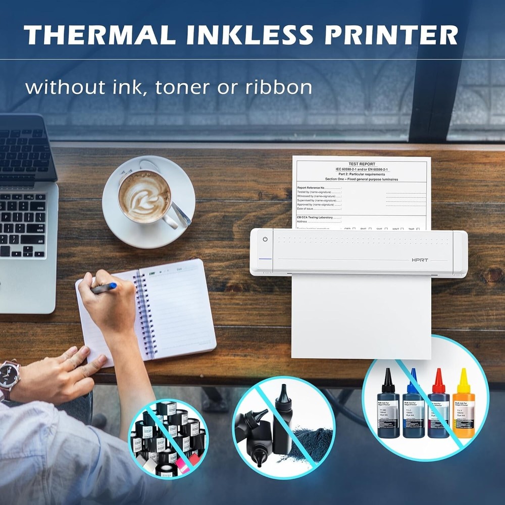 HPRT MT866 Portable Printer Wireless Travel Thermal Inkless Bluetooth Printer