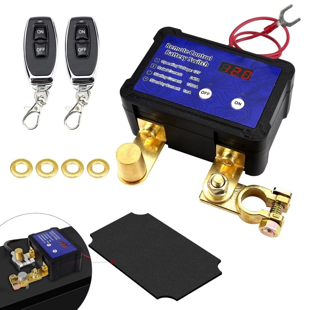 Remote Battery Disconnect Switch 12V/24V 240A Kill Switch LED Voltmeter Display-