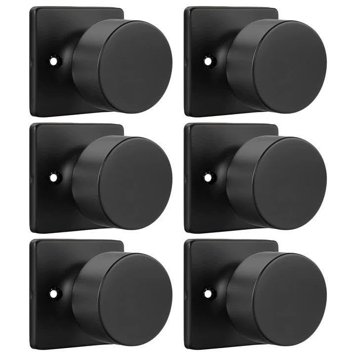 Goldenwarm Matte Black Dummy Door Knobs No-Function, Single-Side Black Door Knob