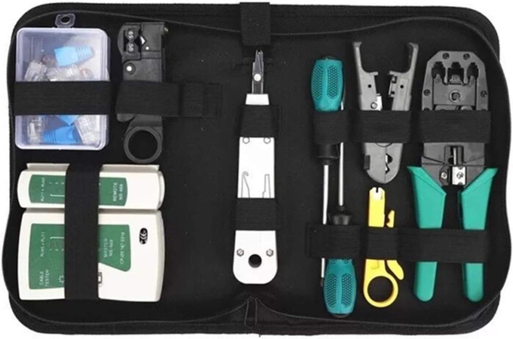 Complete Ethernet Crimping Tool Kit with Multi-Function Tester – 11 Tools in One