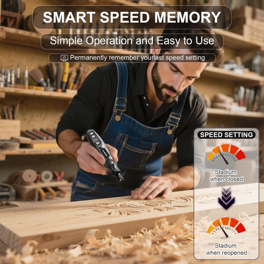 Mini Cordless Rotary Tool Kit, 5-speed Multi-purpose Engraving Tool, with LED...