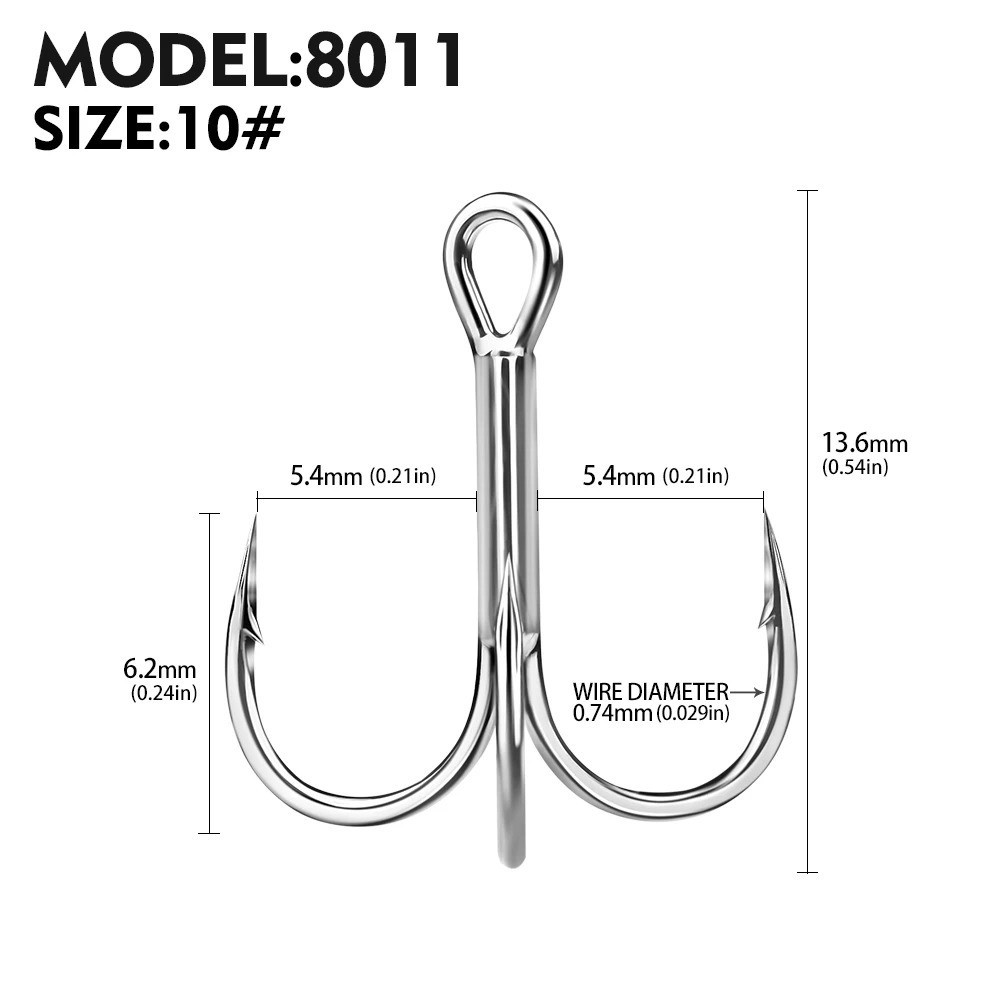 20PCS High Carbon Treble Hooks