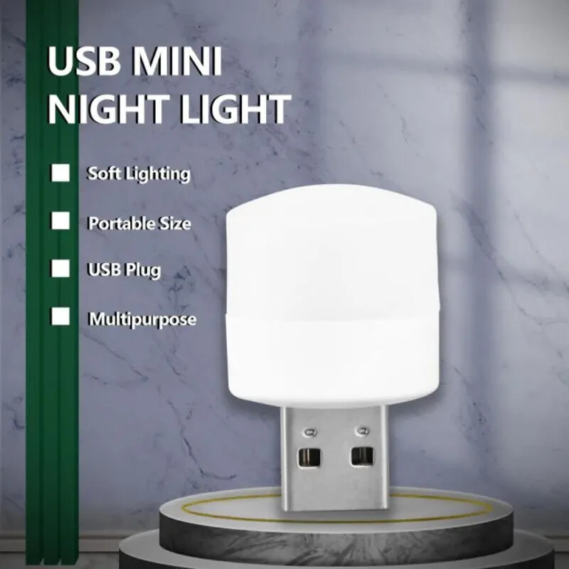 Mini USB LED Night Light Blue Cute Portable Atmosphere Setting Plug-in 1 pc