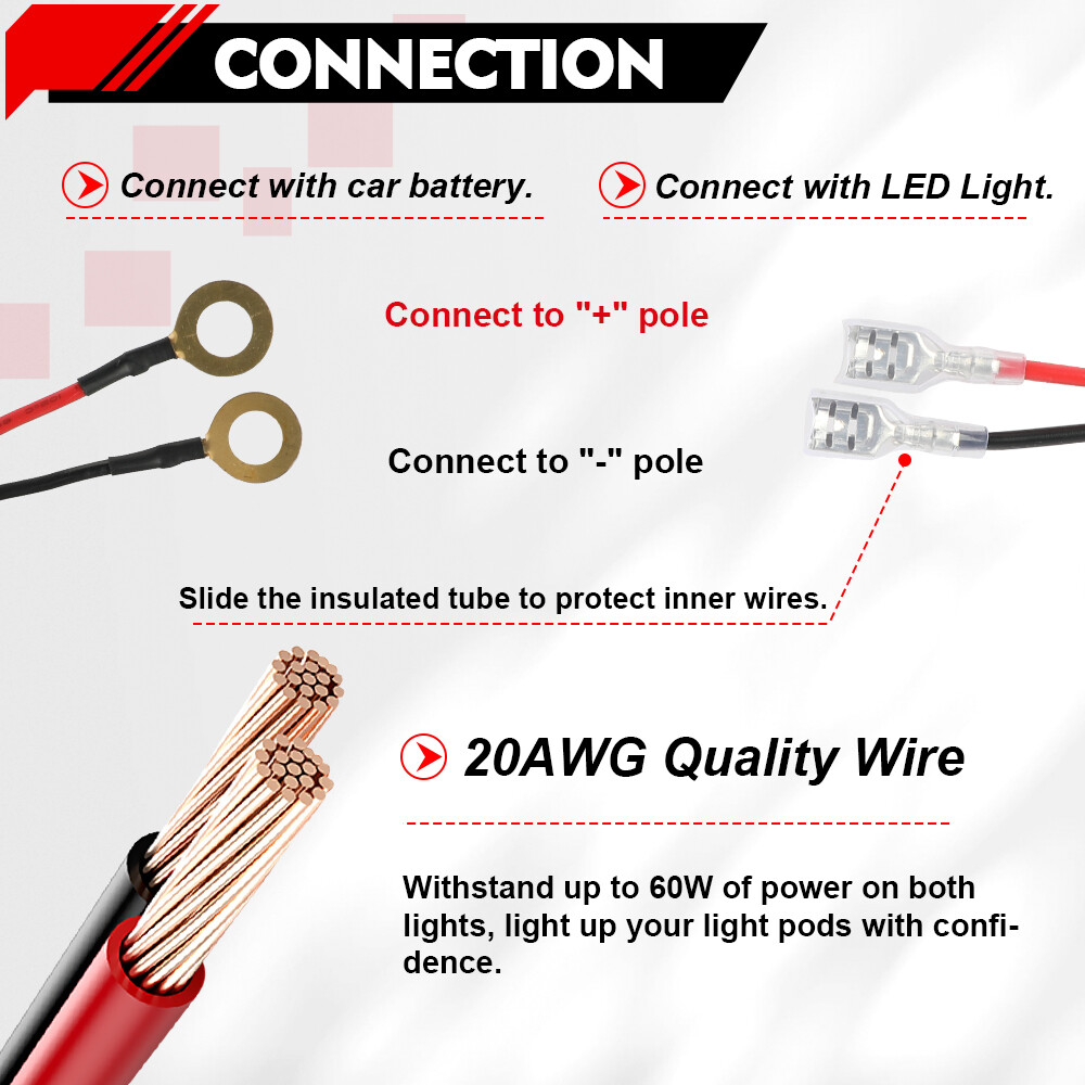 COLIGHT LED Light Bar Wiring Harness 2 Leads 12V 40A Fuse Relay On-Off Switch