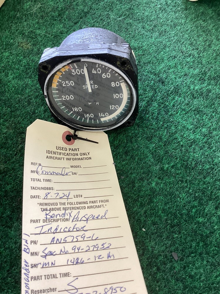 Bendix Airspeed Indicator AN5759-6 SN 94-27952