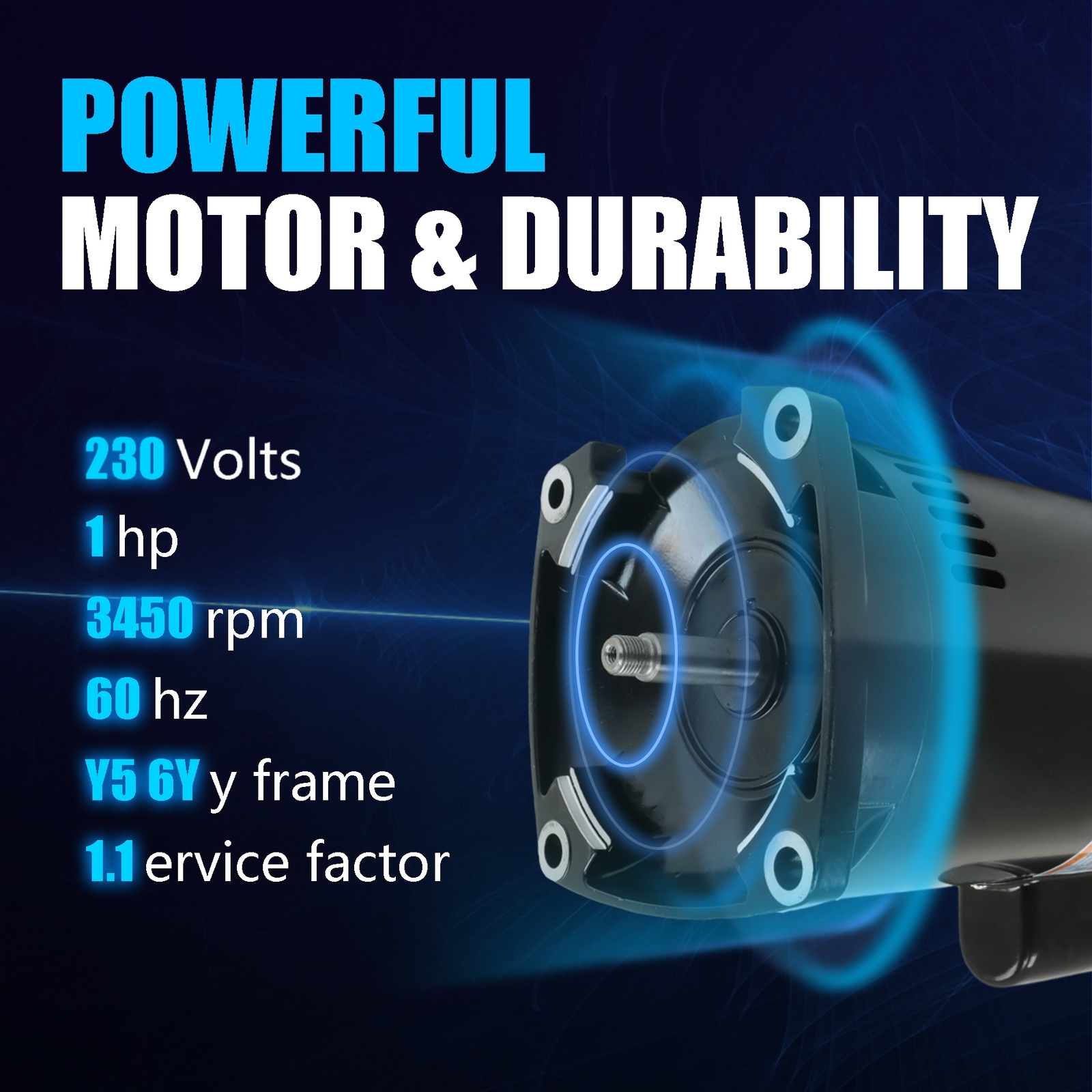 2HP B2855 Square Flange Pool Pump Motor 230V Threaded Shaft Swimming Pool Pump