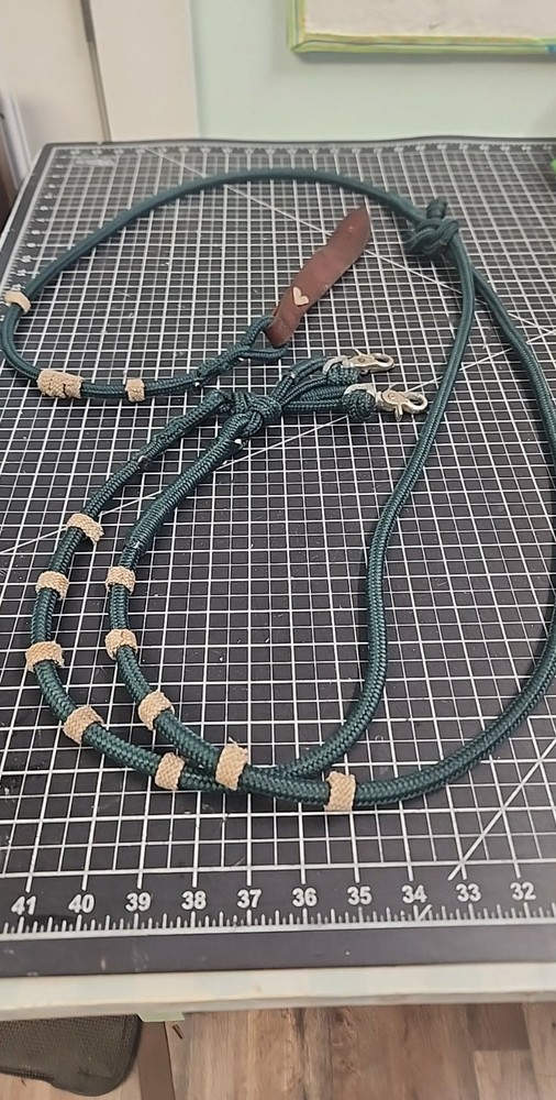 7ft nylon split reins with leather
