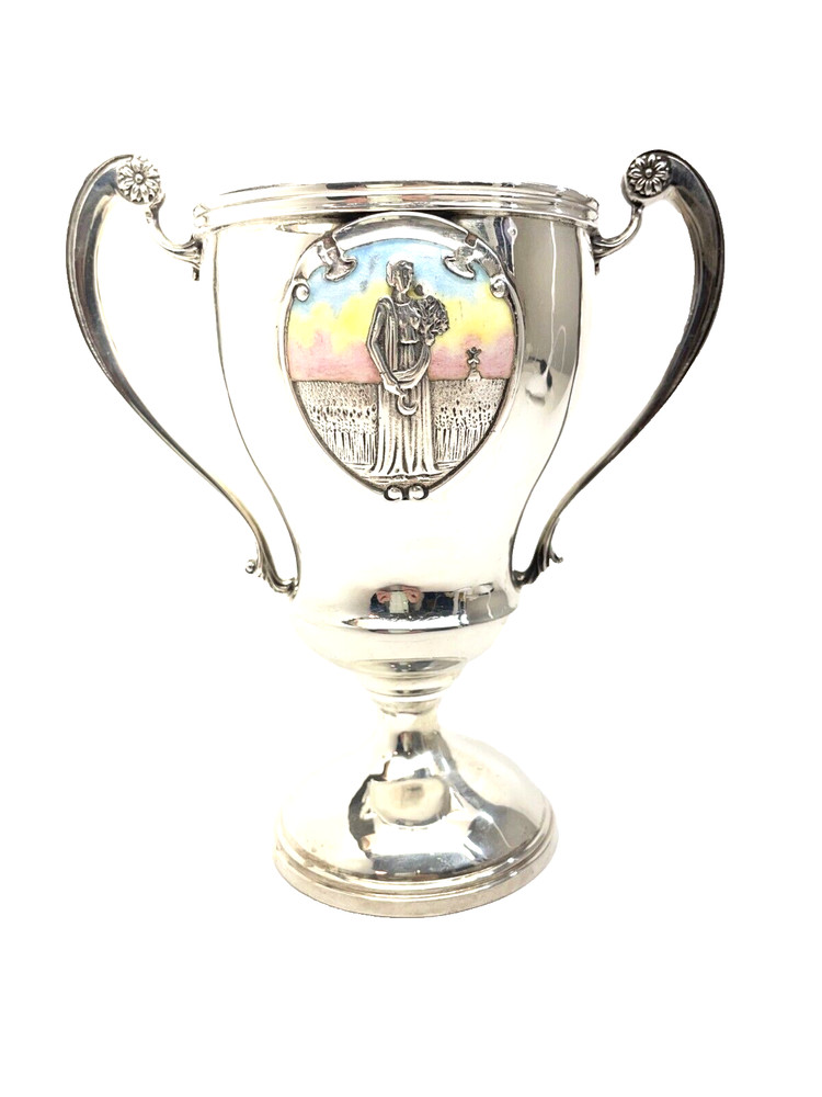 Silver  Enamel Trophy Cup Chalice Arts & Crafts