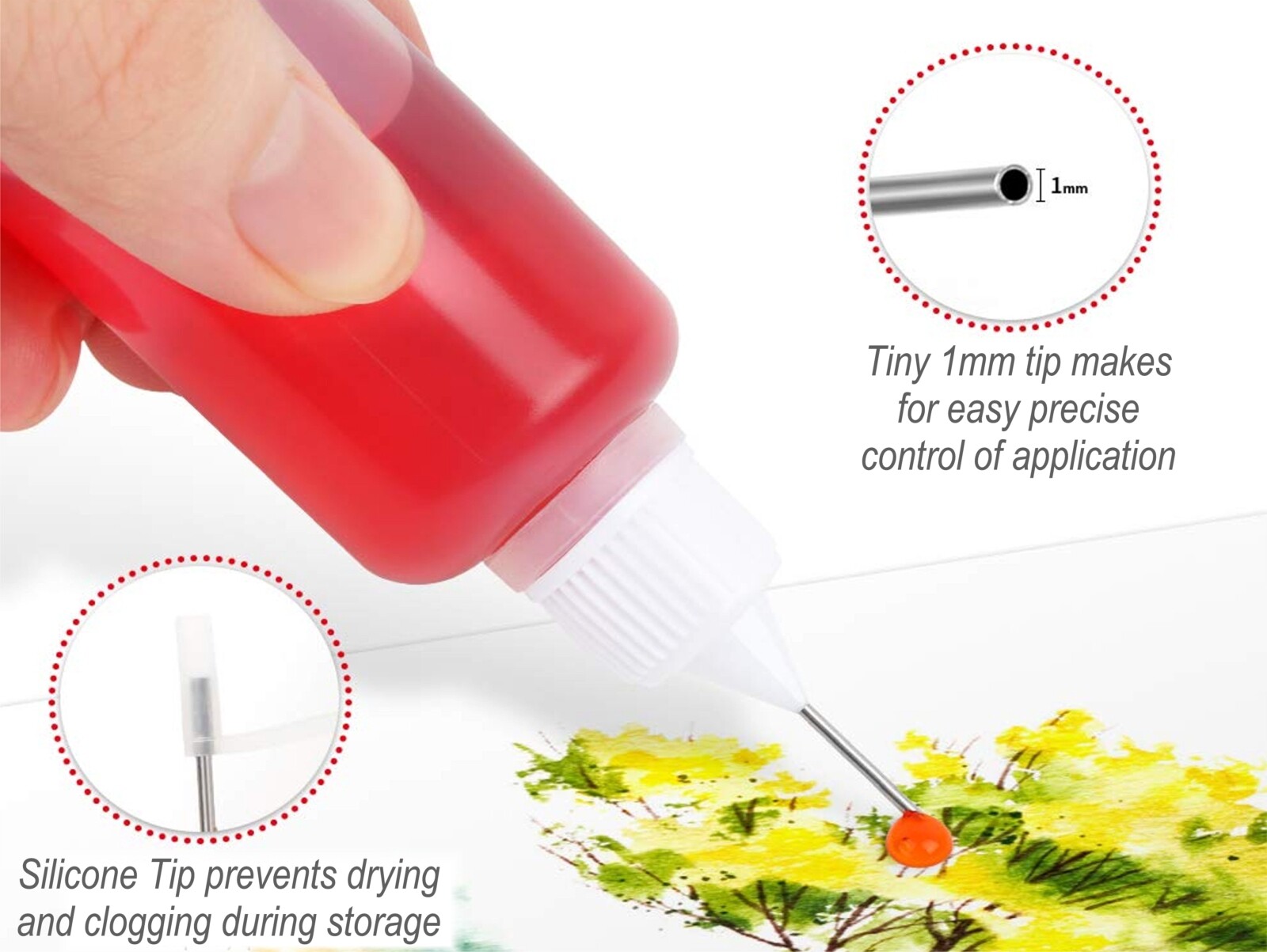 30ml Empty Needle Tip Squeezable LDPE Plastic Bottles, White Cap