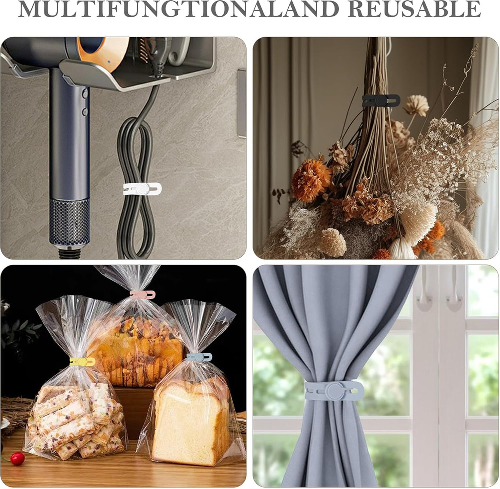 Donruby 30Pcs Silicone Cable Ties -Reusable & Washable with Adjustable 6 Colors