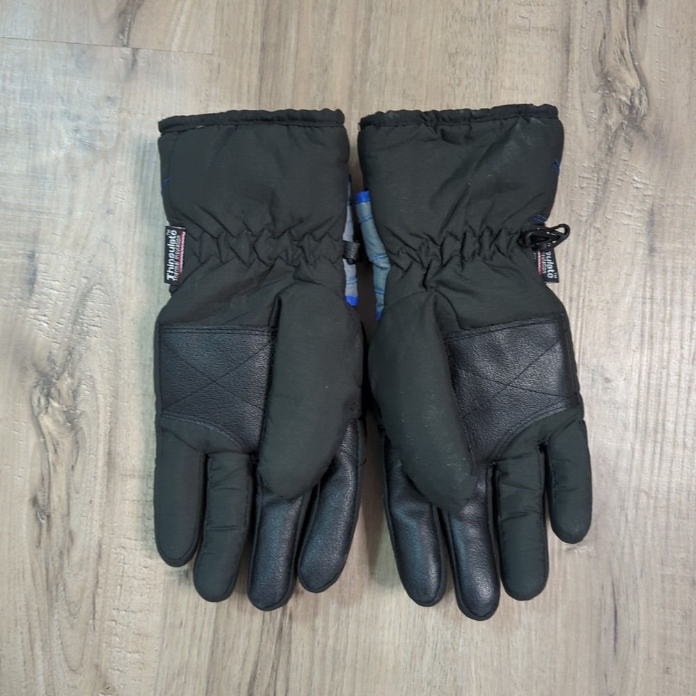 Vintage Large Thinsulate Winter Gloves Adjustable Sport Dynamic Black & Blue EUC