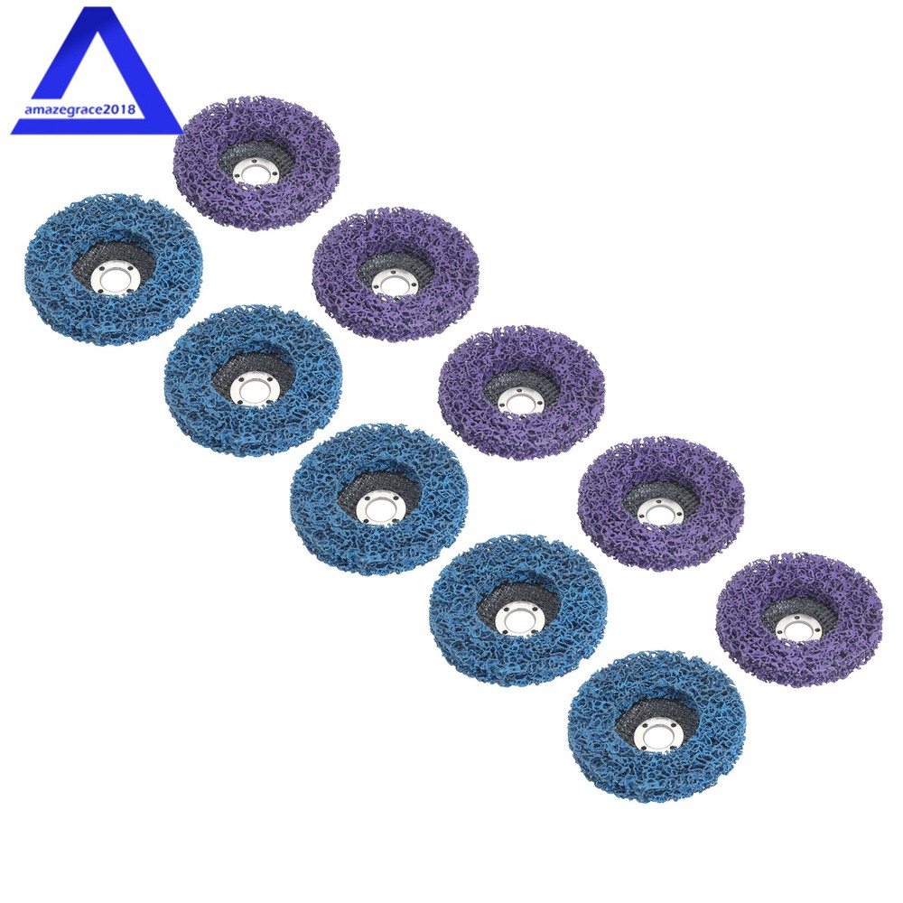 10 Pcs 2 Kinds Color Strip Disc 4" × 5/8" Angle Grinder Stripper Wheels for Rust