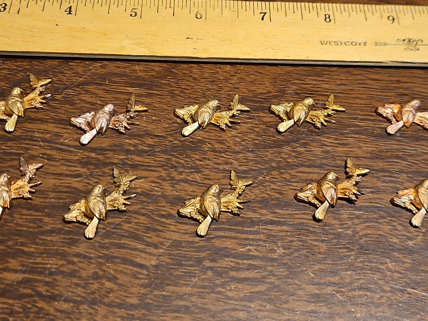Lot Of 10 Birds On Branch France Vintage 60s Brass Stampings Findings Jewelry
