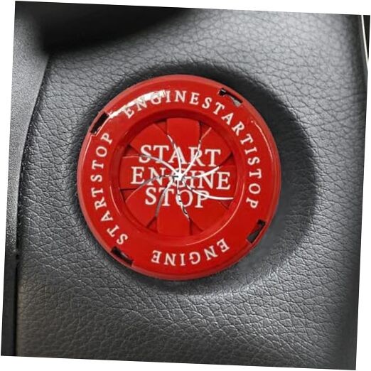Rotary Push Start Button Cover, Stylish Metal Car Engine Start Stop Button Red
