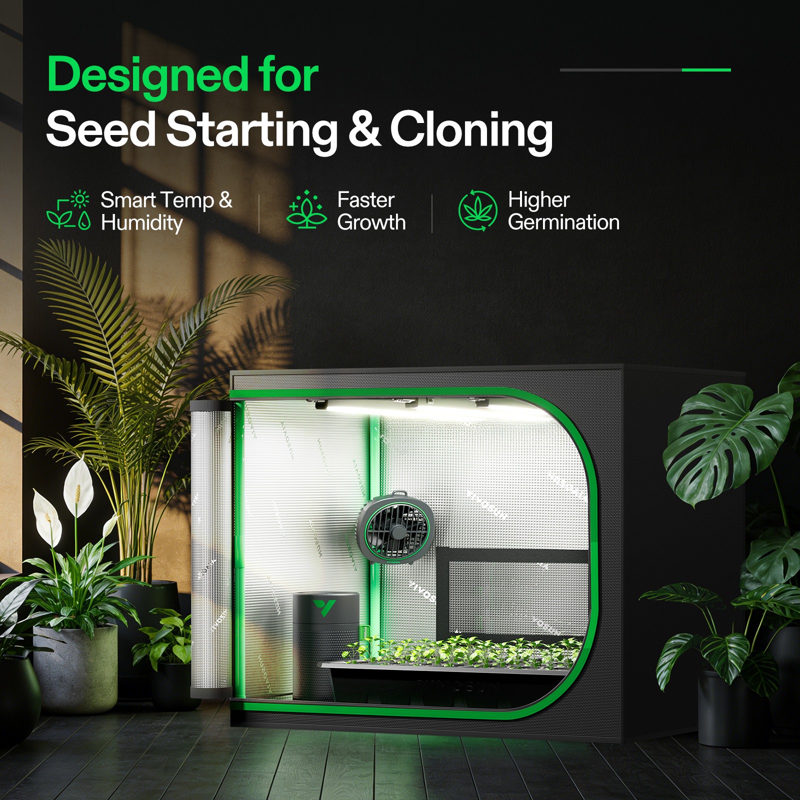 VIVOSUN Clone Tent Kit 24″x16″x20″ All-in-one Smart Seeding System A22 Control