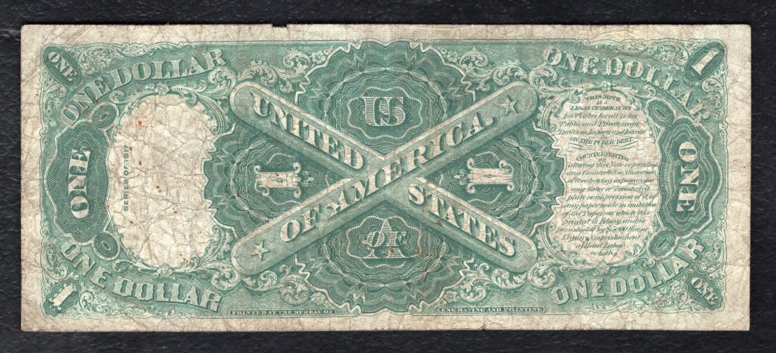 FR. 39 1917 $1 ONE DOLLAR LEGAL TENDER UNITED STATES NOTE