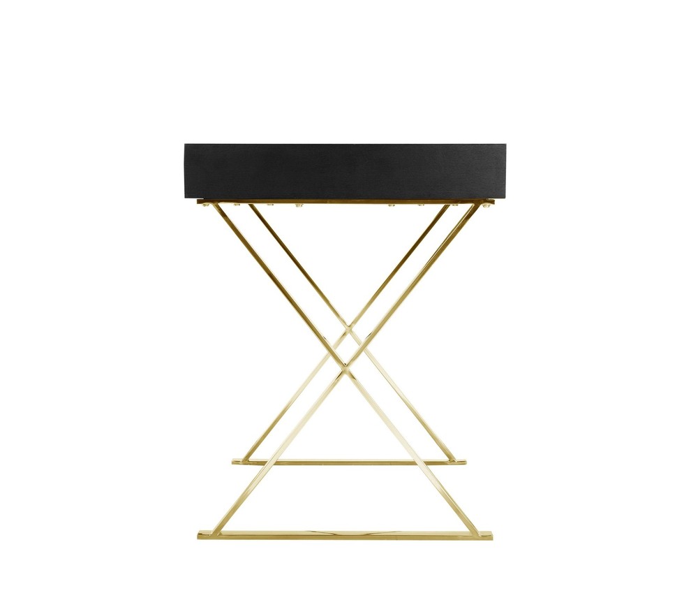 Gold Alexa Desk Black Engineered Wood
