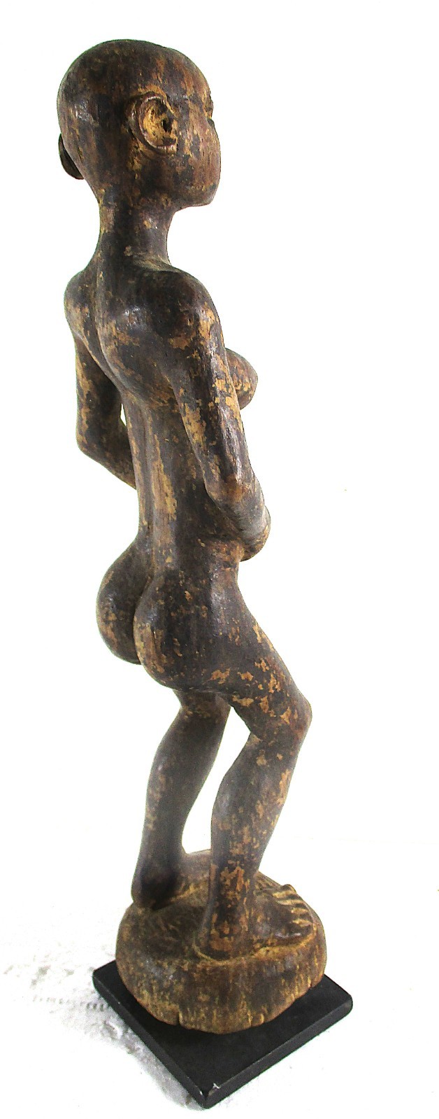 OLD AFRICAN WOOD CARVING, REALISTIC NUDE 10 1/2" FEMALE, MAKONDE?