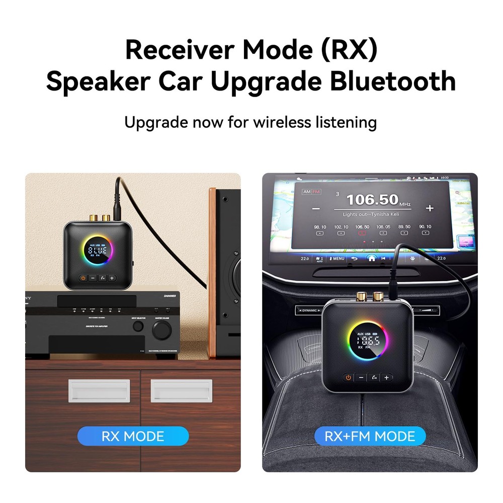 M10 RGB Upgraded Bluetooth 5.4 Audio Receiver Transmitter for TV Home Stereo/...