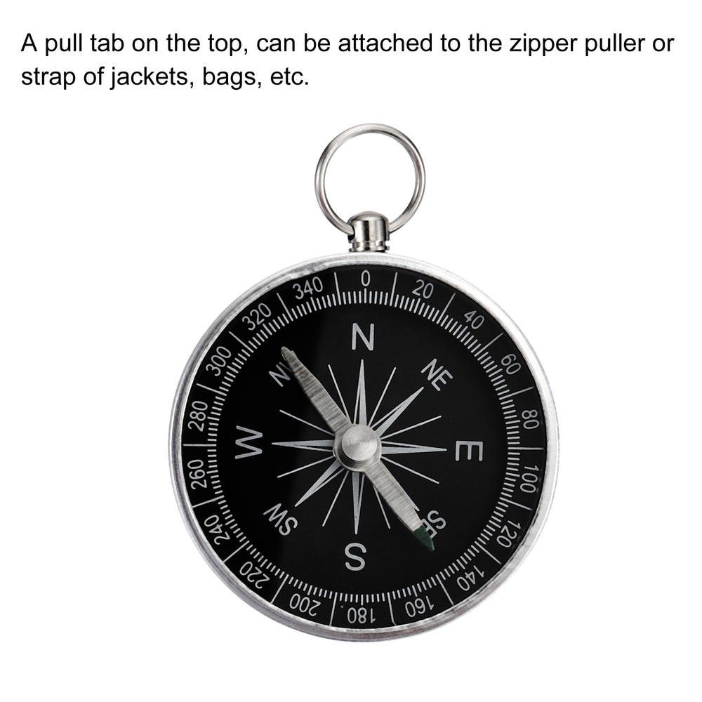 Pocket Compass Outdoors Navigation Compass with Key Ring White