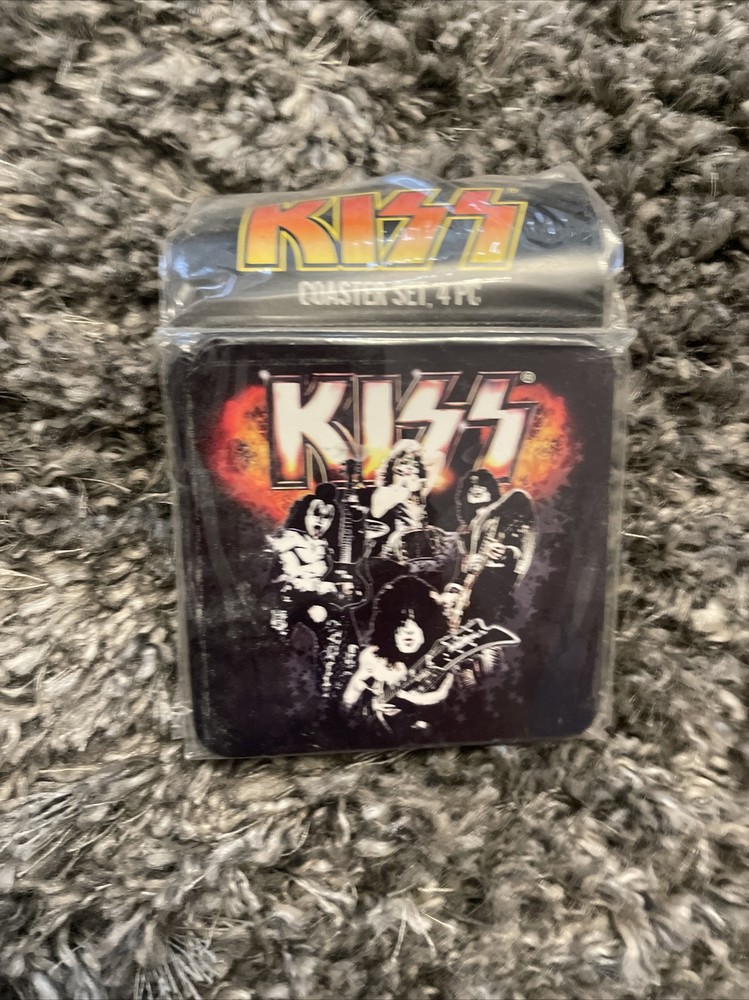 KISS - Coaster Set 4 Coasters 2010 Brand New Gene Simmons Paul Stanley Rock