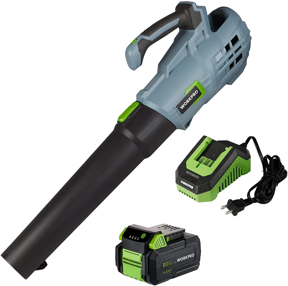 WORKPRO 20V Cordless Leaf Blower with 5 Adjustable Speed Charger & 4.0Ah Battery