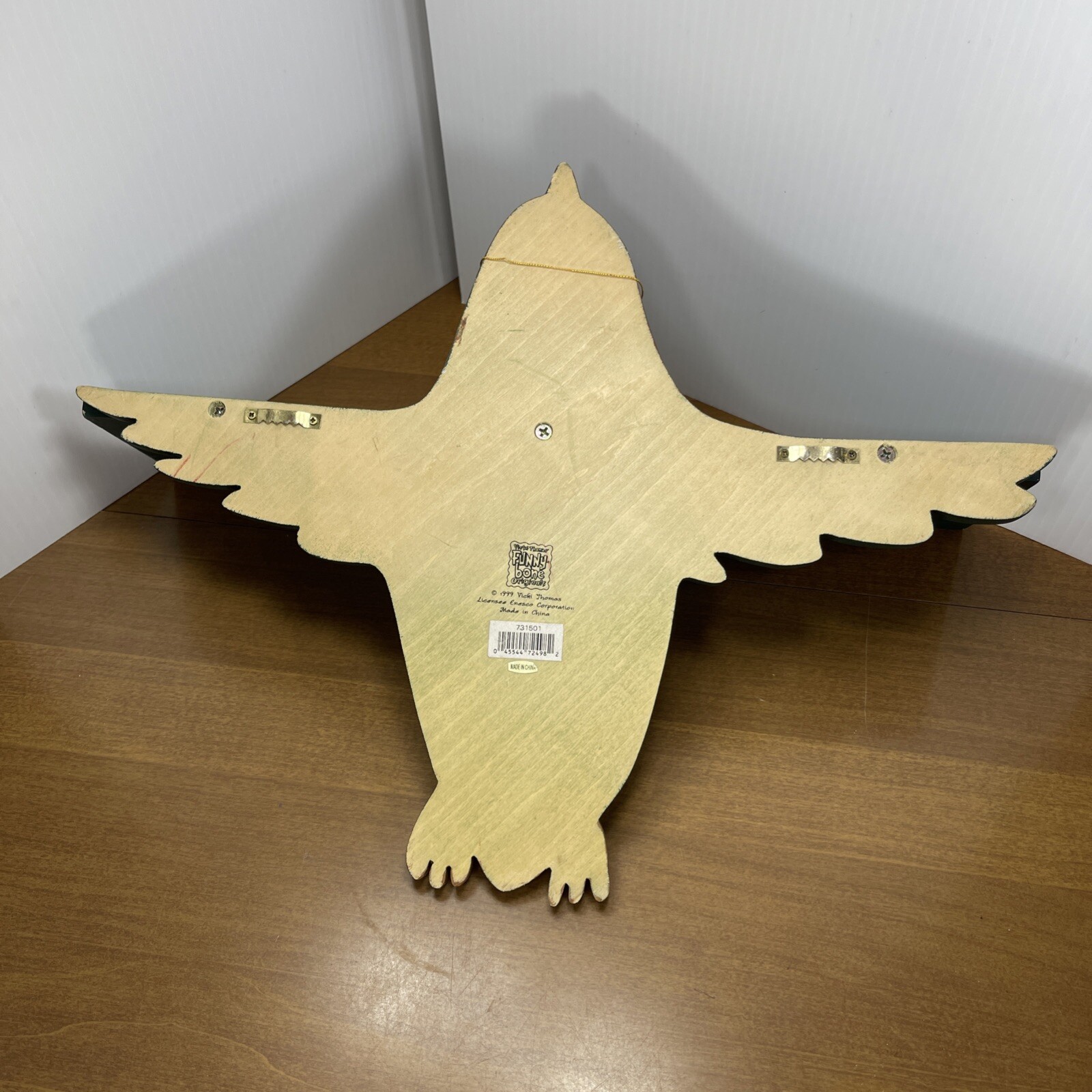 Hand Painted Hanging Shelf Vintage Green Rooster Chicken 1999 Country Folk Art