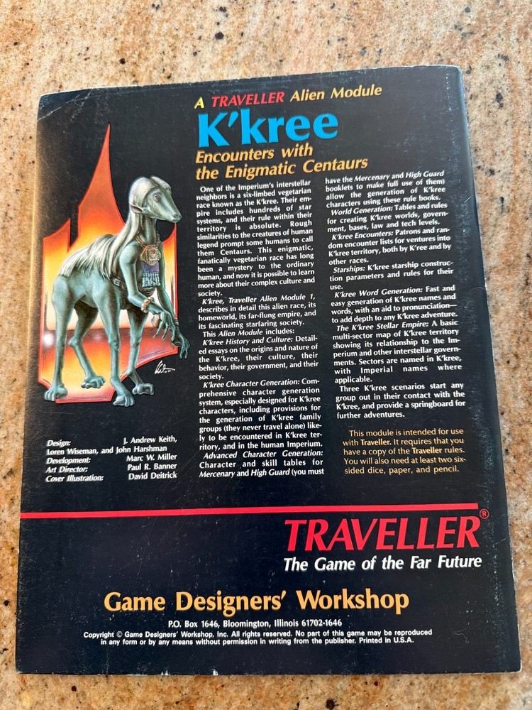 K'KREE - ENIGMATIC CENTAURS ENCOUNTERS / 1984 TRAVELLER ALIEN MODULE 2 BOOK