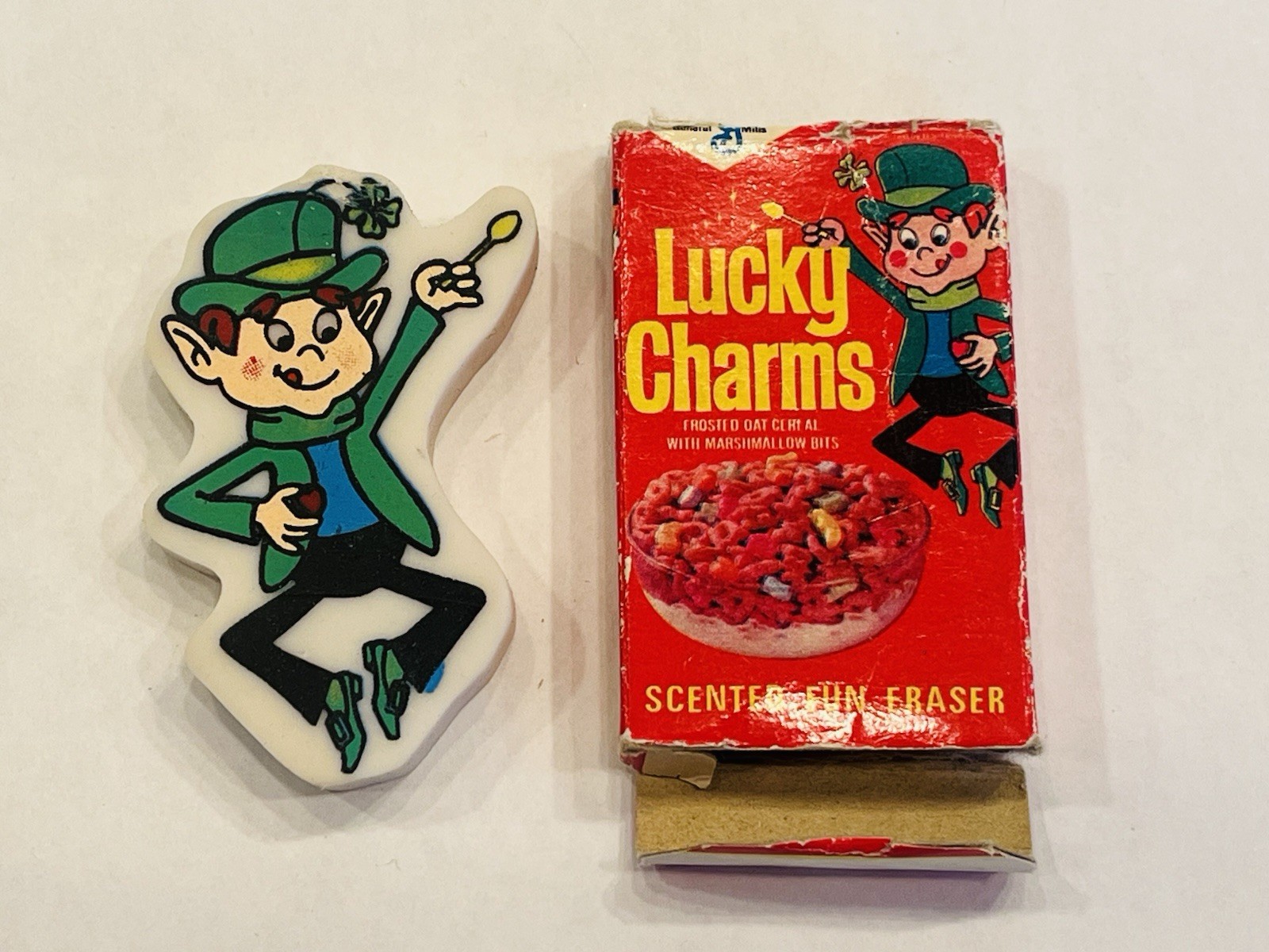 Vintage Lucky Charms Leprechaun Eraser with Box Gently Used Novelty Fun BIN 79