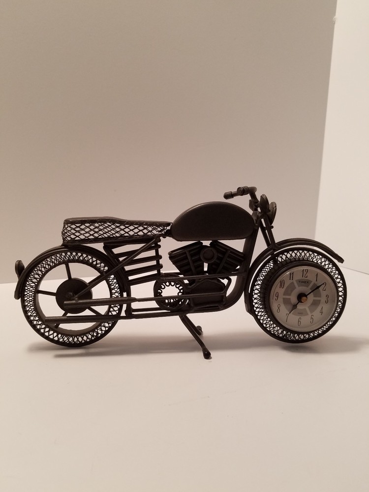 Timex Table Clock Wrought Iron Motorcycle New In Package