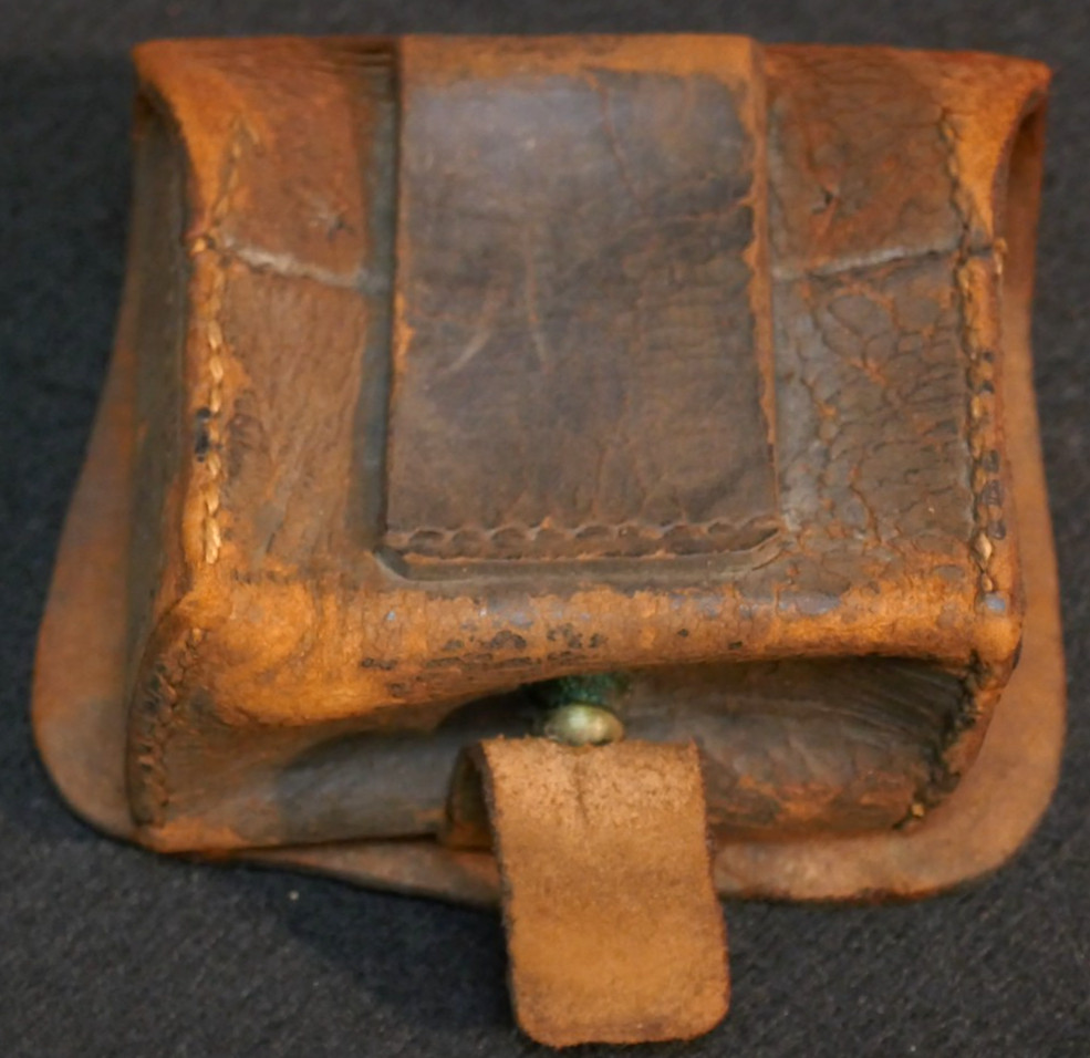 Civil War USN Cannoneer Fuse Box 'Navy Yard NY 1863' Brown Leather Pouch, Rare