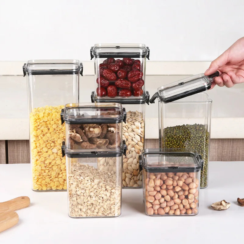 Sets Sealed Jar Food Storage Box Transparent Plastic Kitchen Tank