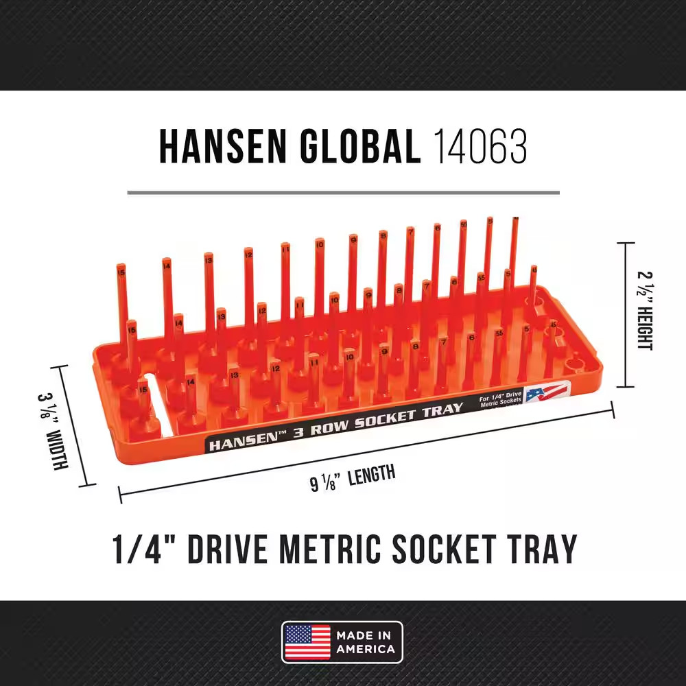 1/4 In. Metric 3 Row Socket Holder - Orange