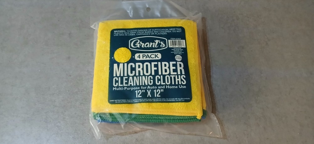 GRANT'S Microfiber Cleaning Cloth 12" x 12", 4-Pack