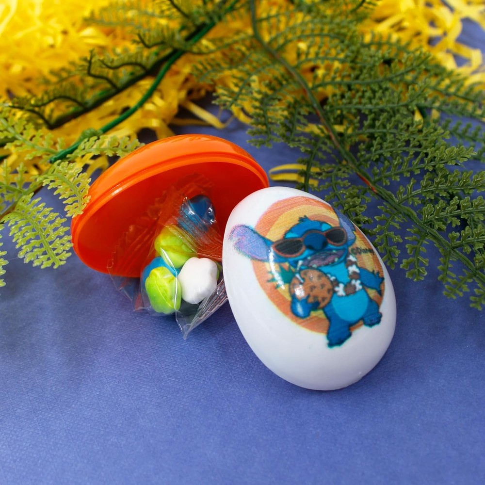 Stitch Themed Pre-Filled Plastic Easter Eggs, Assorted Hard Candies Inside, Perf