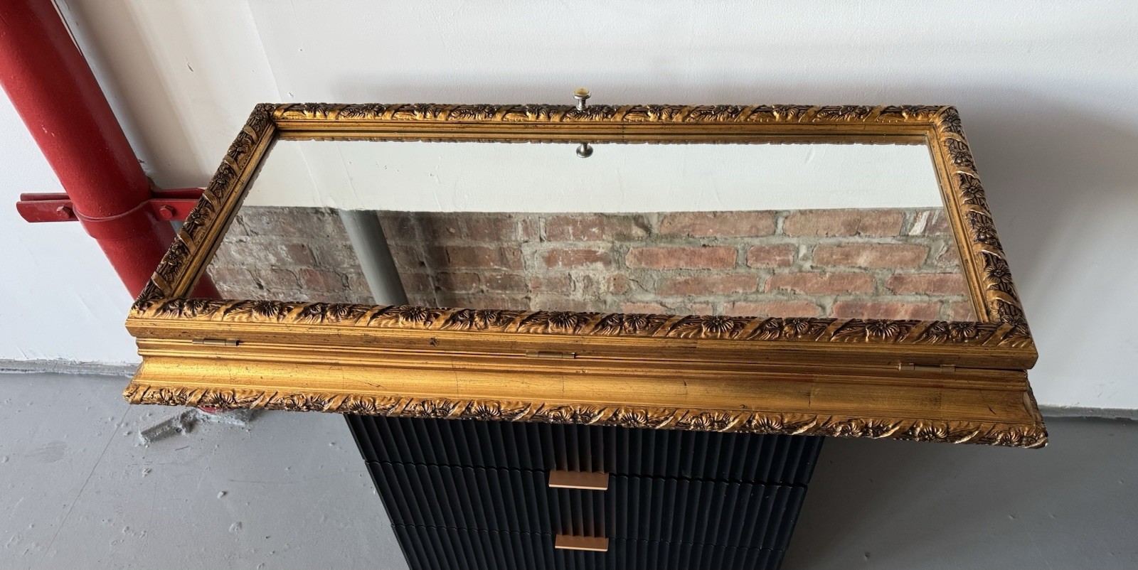 Antique Gold Solid Wooden Medicine Cabinet Glass Mirror 18x38x5 inches