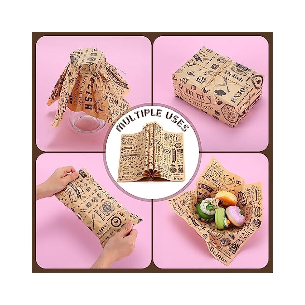 1000ct 12x12" Food Wax Paper, Grease Resistant Liners for Trays & Baskets