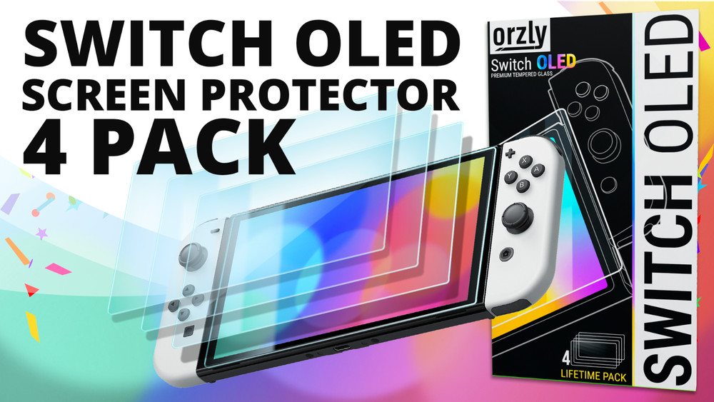 Tempered Glass Screen Protector for Nintendo Switch OLED - 4 Pack, Lifetime Edit